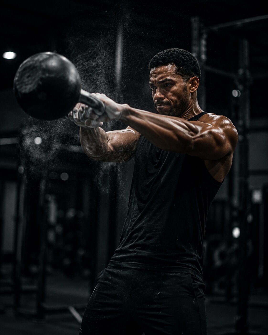 Atleet mid kettlebell swing